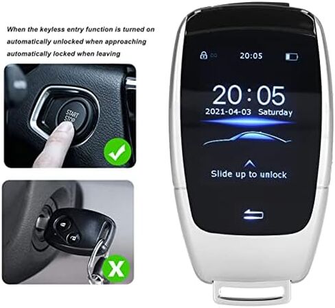 مفتاح السيارة الذكي عن بعد، الكل في واحد قفل تلقائي للدخول بدون مفتاح مع شاشة LCD 2 بوصة، ملحق بديل لمفتاح السيارة، جهاز تحكم عن بعد عالمي للسيارات لـ TK900 (فضي) in Kuwait