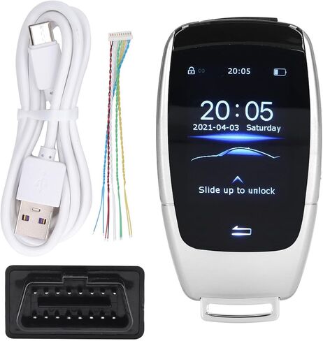 مفتاح السيارة الذكي عن بعد، الكل في واحد قفل تلقائي للدخول بدون مفتاح مع شاشة LCD 2 بوصة، ملحق بديل لمفتاح السيارة، جهاز تحكم عن بعد عالمي للسيارات لـ TK900 (فضي) in Kuwait