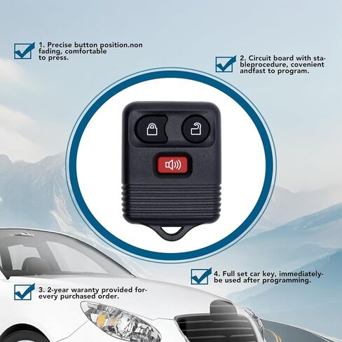 Keyless Entry Key Fob Replacement Keyless Entry Remote Car Keys Fits for 1998-2016 Ford, Mazda, Mercury, Lincoln with FCC ID: CWTWB1U331 (Four) in Kuwait