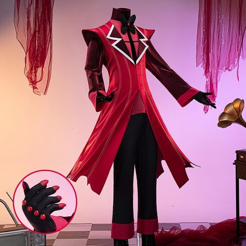 Men Cosplay Anime Hell Costumes Red Suit Full Set with Gloves Demon Cosplay for Halloween Party in Kuwait