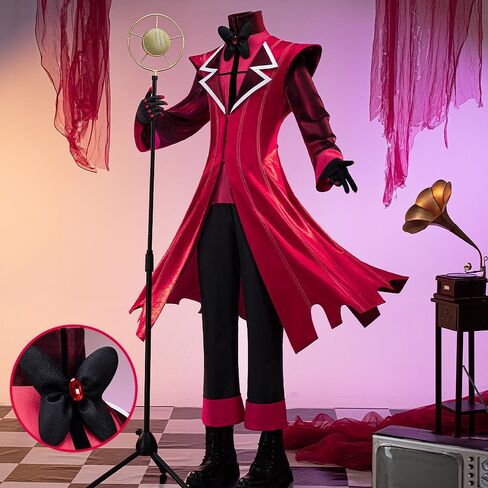 Men Cosplay Anime Hell Costumes Red Suit Full Set with Gloves Demon Cosplay for Halloween Party in Kuwait