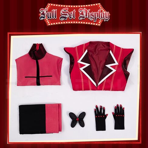 Men Cosplay Anime Hell Costumes Red Suit Full Set with Gloves Demon Cosplay for Halloween Party in Kuwait