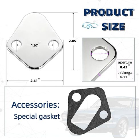 مجموعة قطع مضخة المياه المتوافقة مع FORD 260 289 302 351W 2058، لوحة تجاوز سائل التبريد الفولاذية المصنوعة من الكروم in Kuwait