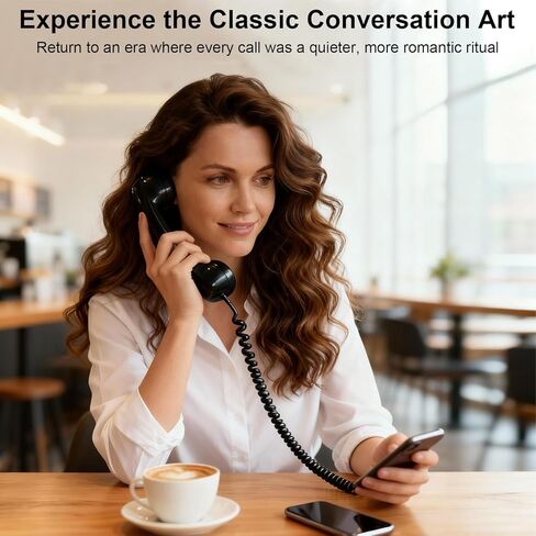 سماعة هاتف ريترو، سماعة هاتف ريترو للهاتف، هاتف سلكي من النوع سي ريترو، جهاز استقبال بمقبض أرضي لمؤتمرات الفيديو المحمولة الخلوية (أسود) in Kuwait