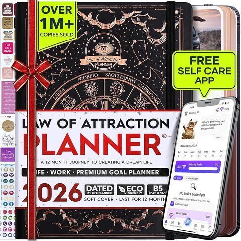 Law of Attraction Planner 2025 - Weekly and Monthly Planner, 12 Month Journey to Increase Productivity & Enhance Organization | Life Organizer, Gratitude Journal, Hourly Planner, To Do List | 2025 Planner - Vision Board, Gift Box & Planner Stickers in Kuwait