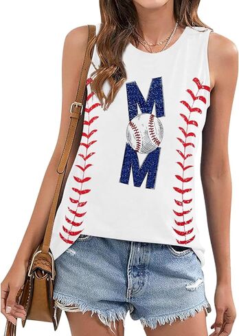 Baseball Tanks for Women Baseball Mom Letter Print Graphic Tank Tops Workout Casual Summer Shirts Top in Kuwait
