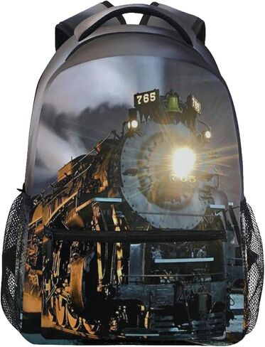 Kid Vintage Locomotive Train School Backpack for Kids Boys,Retro Train Backpack Student College School Bag Bookbag for Primary Junior High School, Casual Travel Camping Hiking Daypack Son Gifts 16inch in Saudi Arabia