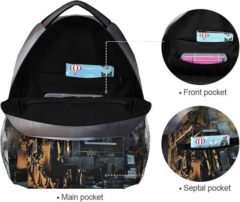 Kid Vintage Locomotive Train School Backpack for Kids Boys,Retro Train Backpack Student College School Bag Bookbag for Primary Junior High School, Casual Travel Camping Hiking Daypack Son Gifts 16inch in Saudi Arabia