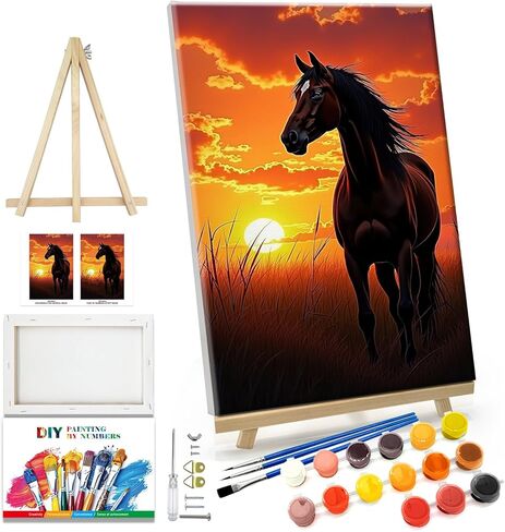 JOOZ Landscape Paint by Number Kit for Adults Beginner with Easel Mountain Adult Paint by Number Kits on Canvas with Frame Forest DIY Oil Painting Kits for Gift Home Wall Decor 7.87x11.81 Inch in Saudi Arabia