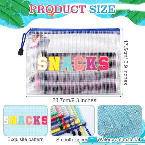 Abbylike 12 Pcs Snack Bags Pouch Travel Makeup Cosmetic Bag Clear Letter Zipper Pouch Waterproof PVC Organizer Storage for Women in Saudi Arabia