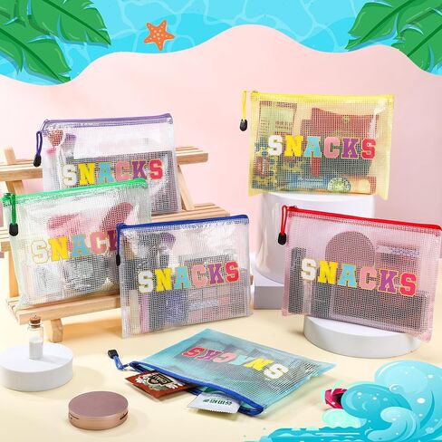 Abbylike 12 Pcs Snack Bags Pouch Travel Makeup Cosmetic Bag Clear Letter Zipper Pouch Waterproof PVC Organizer Storage for Women in Saudi Arabia