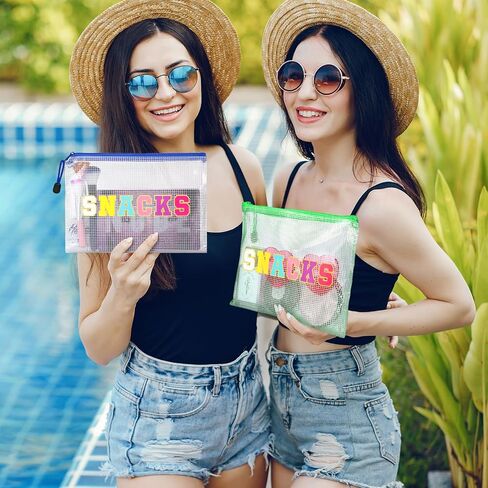 Abbylike 12 Pcs Snack Bags Pouch Travel Makeup Cosmetic Bag Clear Letter Zipper Pouch Waterproof PVC Organizer Storage for Women in Saudi Arabia