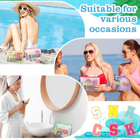 Abbylike 12 Pcs Snack Bags Pouch Travel Makeup Cosmetic Bag Clear Letter Zipper Pouch Waterproof PVC Organizer Storage for Women in Saudi Arabia