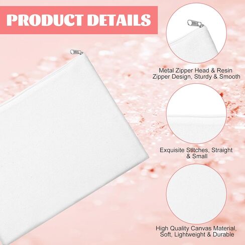 Tobeelec 30 Pcs Canvas Zipper Pouch, 12x9'' Large Canvas Cosmetic Pouch With Zipper, White Makeup Bags Plain for Women, Blank Bag Organizer Purse for Travel, Toiletry, DIY Crafts in Saudi Arabia