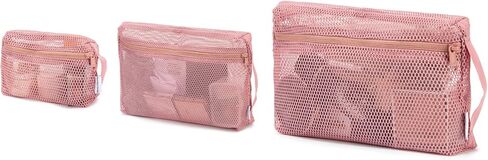 NOL Natural Organic Lifestyle 3-Pack Mesh Travel Toiletry Bags - Clear Zipper Travel Organizer, Airport Carry-On Compliant Reusable Cosmetic Makeup Bag for Women & Men (Cream) in Saudi Arabia