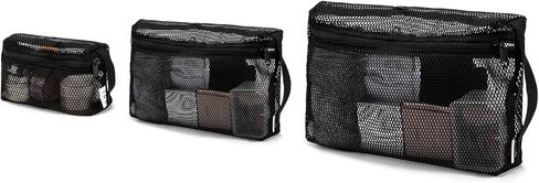 NOL Natural Organic Lifestyle 3-Pack Mesh Travel Toiletry Bags - Clear Zipper Travel Organizer, Airport Carry-On Compliant Reusable Cosmetic Makeup Bag for Women & Men (Cream) in Saudi Arabia