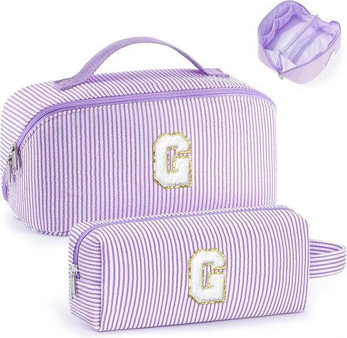 هدايا عيد ميلاد YOOLIFE للنساء، هدايا للفتيات المراهقات أشياء عصرية | حقيبة مكياج مونوغرام مخصصة للنساء، هدية للأخت والابنة، حقائب مكياج أرجوانية كبيرة، حقيبة مستحضرات تجميل باللون الأرجواني N in Kuwait