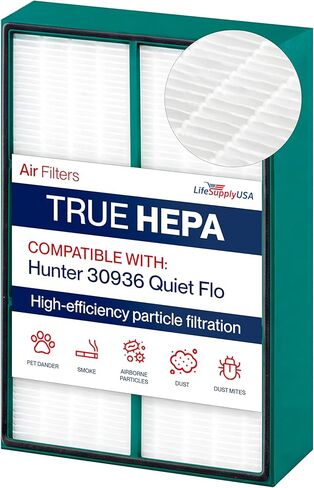 استبدال فلتر HEPAtech من LifeSupplyUSA متوافق مع أجهزة تنقية الهواء Quiet Flo من Hunter 30936 30058 30085 30090 30095 30105 30117 30119 30130 36095 36117 36127 37090 30999 in Kuwait