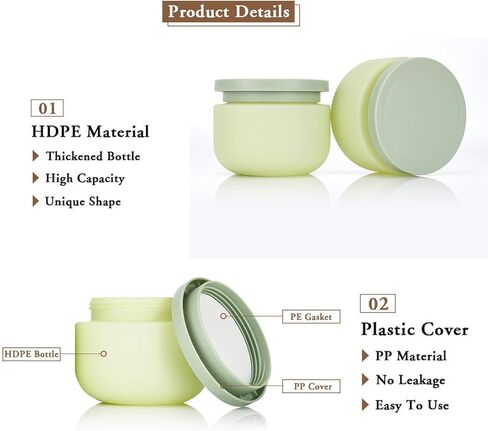 برطمانات بلاستيكية مع أغطية بسعة 8.8 أونصة من كيولي، قطعتان من حاويات مستحضرات التجميل مع أغطية، برطمانات مستحضرات تجميل مقاومة للتسرب، حاويات زبدة الجسم للكريم، ملح الاستحمام، فرك السكر، الجل، السلايم، تخزين حجر الراين in Kuwait