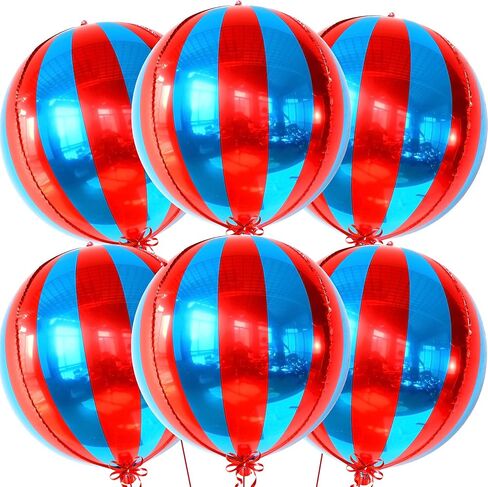 KatchOn, Red and White Carnival Balloons - Pack of 6, Circus Decorations | Red and White Striped Balloons for Carnival Theme Party Decorations | Circus Theme Party Decorations | Carnival Decorations in Saudi Arabia