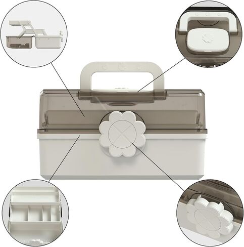 3-Layer Plastic Dividing Storage Box/hair accessories organizer with Handle sewing organizer/craft organizer/for Medicine, Makeup, Hair Accessories Kids, Nail organizer in Saudi Arabia
