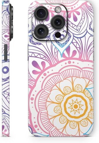MightySkins Skin Compatible with Apple iPhone 15 Pro Full Wrap - Vibrant Mandala | Protective, Durable, and Unique Vinyl Decal wrap Cover | Easy to Apply & Change Styles | Made in The USA in Saudi Arabia