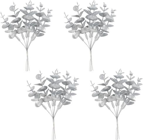 24 Pcs Artificial Eucalyptus Stems Eucalyptus Leaves for Wedding Fake Plants for Home Decor, Silver in Saudi Arabia