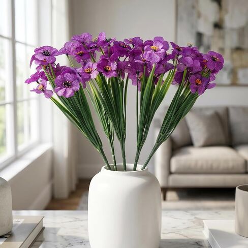 6 عبوات من زهور البنفسج الاصطناعية، زهور البنفسج الأرجوانية خفيفة الوزن وزهور وهمية لديكور الطاولة المركزية للمنزل والمكتب in Kuwait