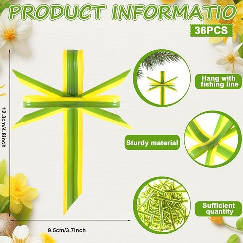 Yinder 36 Pcs Cross Sunday Hand Held Palm Portable Prayer Crosses Artificial Plastic Palm Leaves for Easter Sunday Church Events and Religious Crafts Home Fireplace Mantle Party Decor in Saudi Arabia