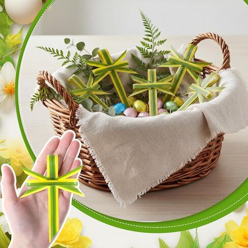 Yinder 36 Pcs Cross Sunday Hand Held Palm Portable Prayer Crosses Artificial Plastic Palm Leaves for Easter Sunday Church Events and Religious Crafts Home Fireplace Mantle Party Decor in Saudi Arabia