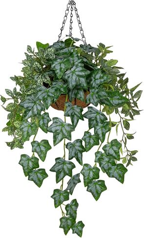 Fake Hanging Plant with Pot, Large Hanging Artificial Plants with Basket & Hanger Faux Greenery Plants Indoor Outdoor Decor Fake Ivy Vine Plant in Pot for Wall Balcony Patio Office Bathroom Shelf in Saudi Arabia