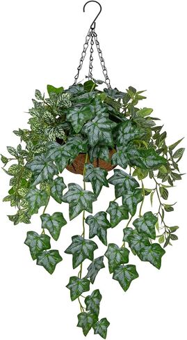 Fake Hanging Plant with Pot, Large Hanging Artificial Plants with Basket & Hanger Faux Greenery Plants Indoor Outdoor Decor Fake Ivy Vine Plant in Pot for Wall Balcony Patio Office Bathroom Shelf in Saudi Arabia