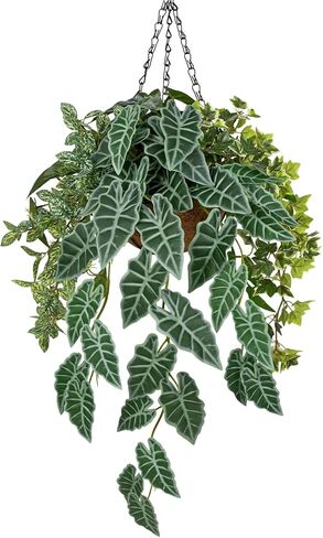 Fake Hanging Plant with Pot, Large Hanging Artificial Plants with Basket & Hanger Faux Greenery Plants Indoor Outdoor Decor Fake Ivy Vine Plant in Pot for Wall Balcony Patio Office Bathroom Shelf in Saudi Arabia