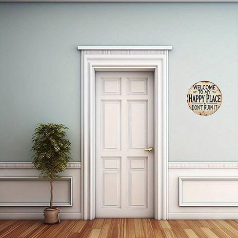 Happy Place Dont Ruin It Sign Vintage Rustic Aluminum Metal Round Wall Sign, 8-inch Indoor Outdoor Gifts And Decor for Home, Office, Cafe & Yard Farm in Saudi Arabia