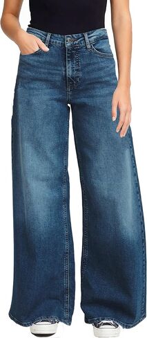 بنطال جينز نسائي من JTNFairy ذو ساق مستقيمة وخصر عالٍ وفضفاض من قماش الدنيم كاجوال فضفاض وقابل للتمدد من قماش الدنيم in Kuwait