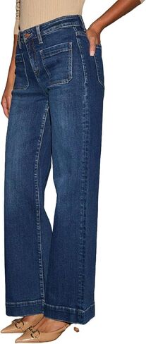 PerZeal Wide Leg Jeans for Women Trendy High Waisted Flare Jeans Straight Denim Pants Stretchy Baggy with Patch Pockets in Saudi Arabia