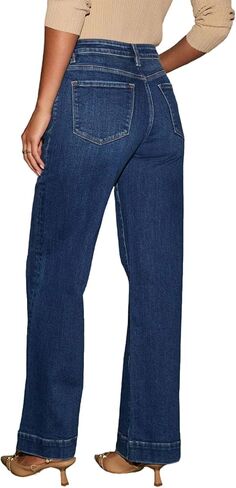 PerZeal Wide Leg Jeans for Women Trendy High Waisted Flare Jeans Straight Denim Pants Stretchy Baggy with Patch Pockets in Saudi Arabia