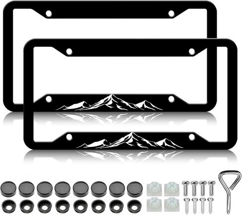 Mountains License Plate Frames - 2 Pack Mountain Raised License Plate Frame Holder Covers, Aluminum Metal Rust-Proof Waterproof Car Tag Frame for Standard US Canada 12x6 Inch in Saudi Arabia