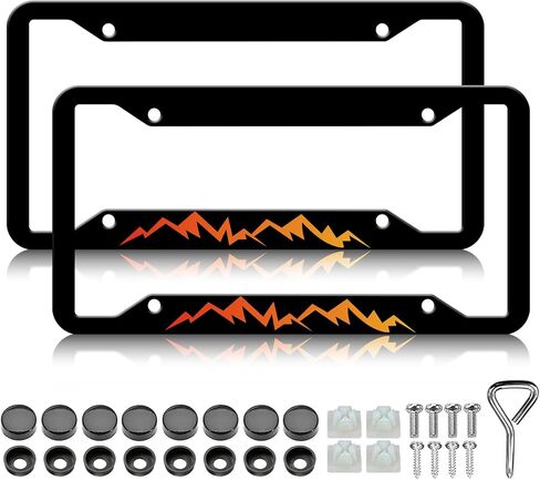 Mountains License Plate Frames - 2 Pack Mountain Raised License Plate Frame Holder Covers, Aluminum Metal Rust-Proof Waterproof Car Tag Frame for Standard US Canada 12x6 Inch in Saudi Arabia