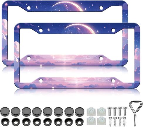 Mountains License Plate Frames - 2 Pack Mountain Raised License Plate Frame Holder Covers, Aluminum Metal Rust-Proof Waterproof Car Tag Frame for Standard US Canada 12x6 Inch in Saudi Arabia
