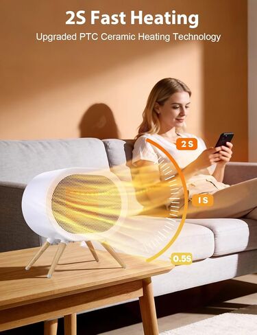 Space Heater, 1000W Small Space Heaters for Indoor Use, PTC Fast Heating Ceramic Heater, Cute Portable Space Heater for Office, Home, Bedroom, Bathroom, Desk in Saudi Arabia