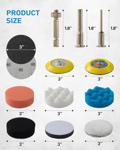S SATC 143 PCS Headlight Restoration Kit, 3 Inch Hook and Loop Sanding Disc kit Drill Polisher Attachment, 60-10000 Grit Polishing Buffing Pads for Car Sanding, Waxing, Buffing, Scouring, Cleaning in Kuwait