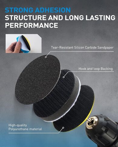 S SATC 143 PCS Headlight Restoration Kit, 3 Inch Hook and Loop Sanding Disc kit Drill Polisher Attachment, 60-10000 Grit Polishing Buffing Pads for Car Sanding, Waxing, Buffing, Scouring, Cleaning in Kuwait