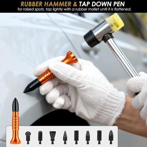 Biupky Dent Puller, 79pcs Dent Remover Tool for Car – Car Dent Puller Kit with Reflector Board, Slide Hammer, Golden Lifter, Bridge Puller–Dent Remover Tool for Car Hail, Dings Damage DIY Repair in Kuwait