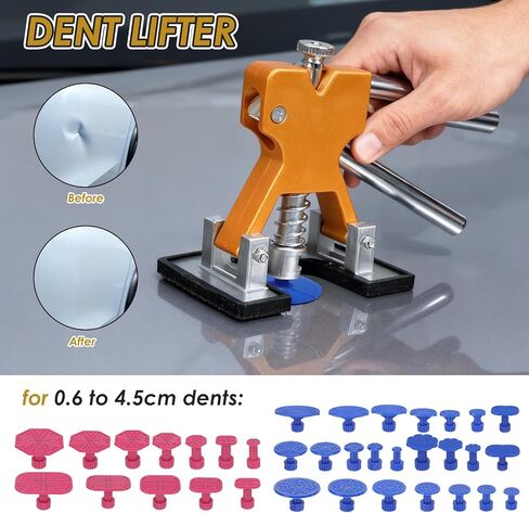 Biupky Dent Puller, 79pcs Dent Remover Tool for Car – Car Dent Puller Kit with Reflector Board, Slide Hammer, Golden Lifter, Bridge Puller–Dent Remover Tool for Car Hail, Dings Damage DIY Repair in Kuwait