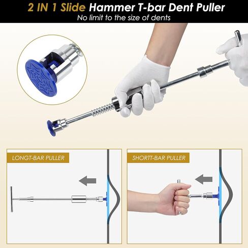 Biupky Dent Puller, 79pcs Dent Remover Tool for Car – Car Dent Puller Kit with Reflector Board, Slide Hammer, Golden Lifter, Bridge Puller–Dent Remover Tool for Car Hail, Dings Damage DIY Repair in Kuwait