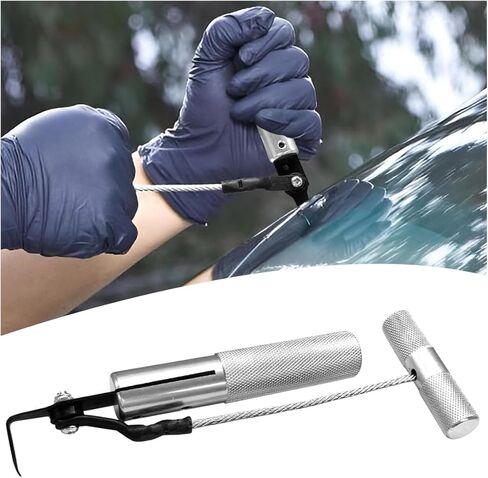 أداة إزالة الزجاج الأمامي للسيارة من YoRise، أداة قطع يدوية سريعة الفك، أداة إزالة زجاج الزجاج الأمامي للسيارات، ملحقات استبدال إصلاح نوافذ السيارة العالمية لسيارة السيدان/سيارات الدفع الرباعي/الشاحنة (فضي) in Kuwait