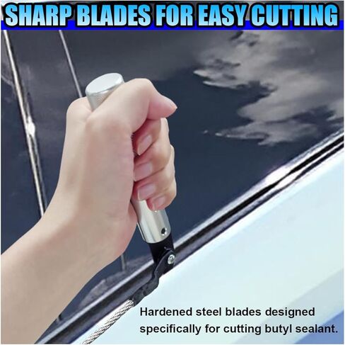 أداة إزالة الزجاج الأمامي للسيارة من YoRise، أداة قطع يدوية سريعة الفك، أداة إزالة زجاج الزجاج الأمامي للسيارات، ملحقات استبدال إصلاح نوافذ السيارة العالمية لسيارة السيدان/سيارات الدفع الرباعي/الشاحنة (فضي) in Kuwait