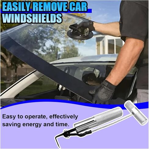 أداة إزالة الزجاج الأمامي للسيارة من YoRise، أداة قطع يدوية سريعة الفك، أداة إزالة زجاج الزجاج الأمامي للسيارات، ملحقات استبدال إصلاح نوافذ السيارة العالمية لسيارة السيدان/سيارات الدفع الرباعي/الشاحنة (فضي) in Kuwait
