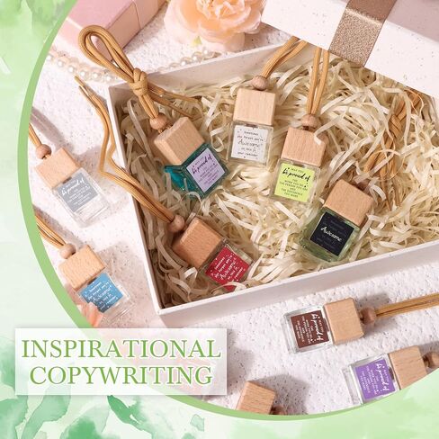 30 Sets Inspirational Hanging Car Air Freshener Diffuser Bottle with DIY Inspirational Sticker Empty Glass Essential Oil Bottle Employee Appreciation Gift Back to School Gift for Teacher(Cube) in Saudi Arabia
